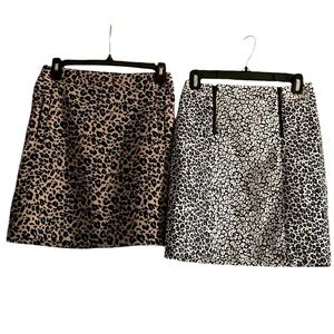 Leopard Print Mini Skirt - Black and Brown